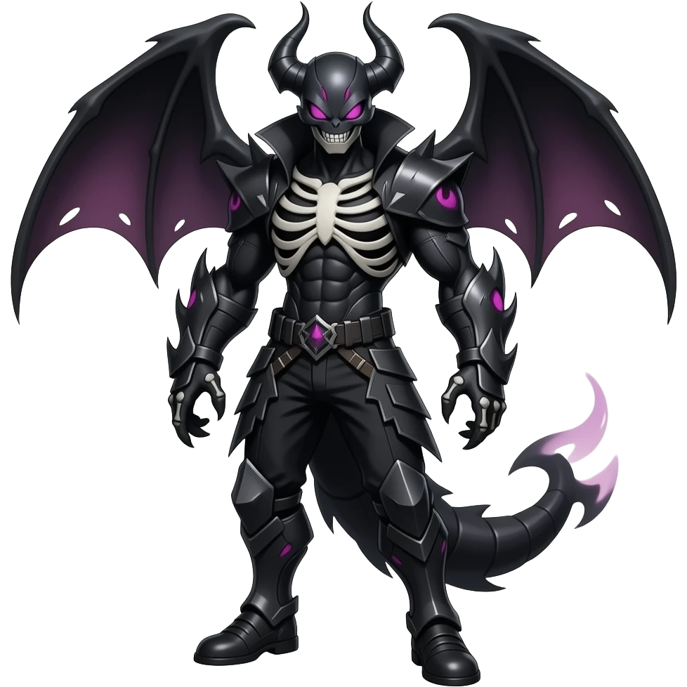 Badass Edgy Dark Evil Spectral Dusky Spooky Skeletal Cool shot Stylish Handsome Duskull-Marowak-Darkrai-Genesect-Fakémon-fusion (full body) emoji