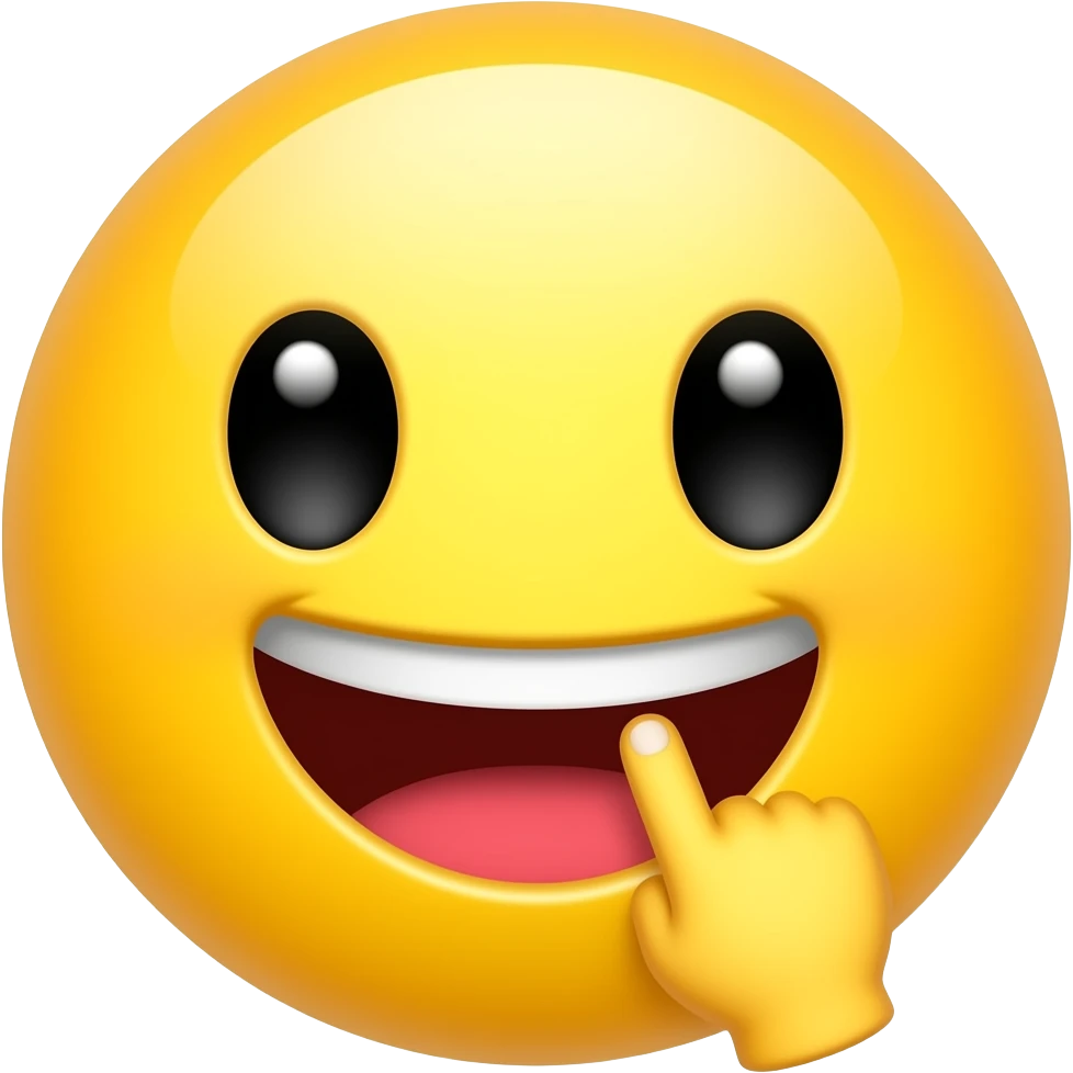 Yellow circle emoji biting its finger in a flirty way. Just the face. Biting the finger tip emoji