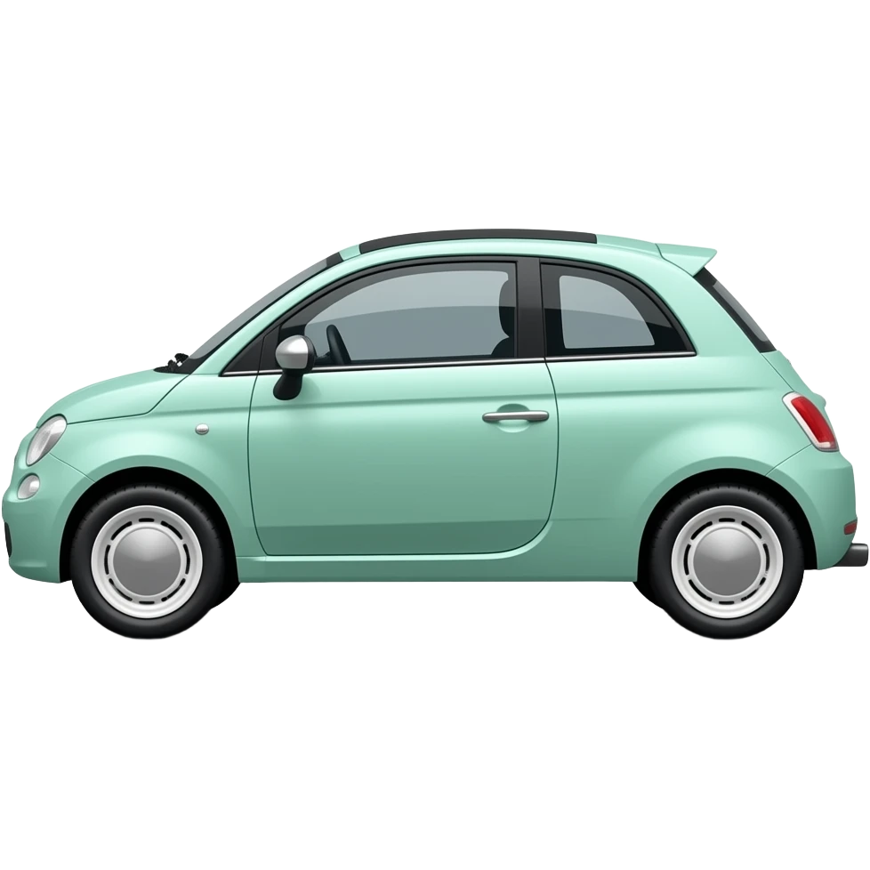 mint green fiat 500 twinair vintage white wheel covers total side view emoji