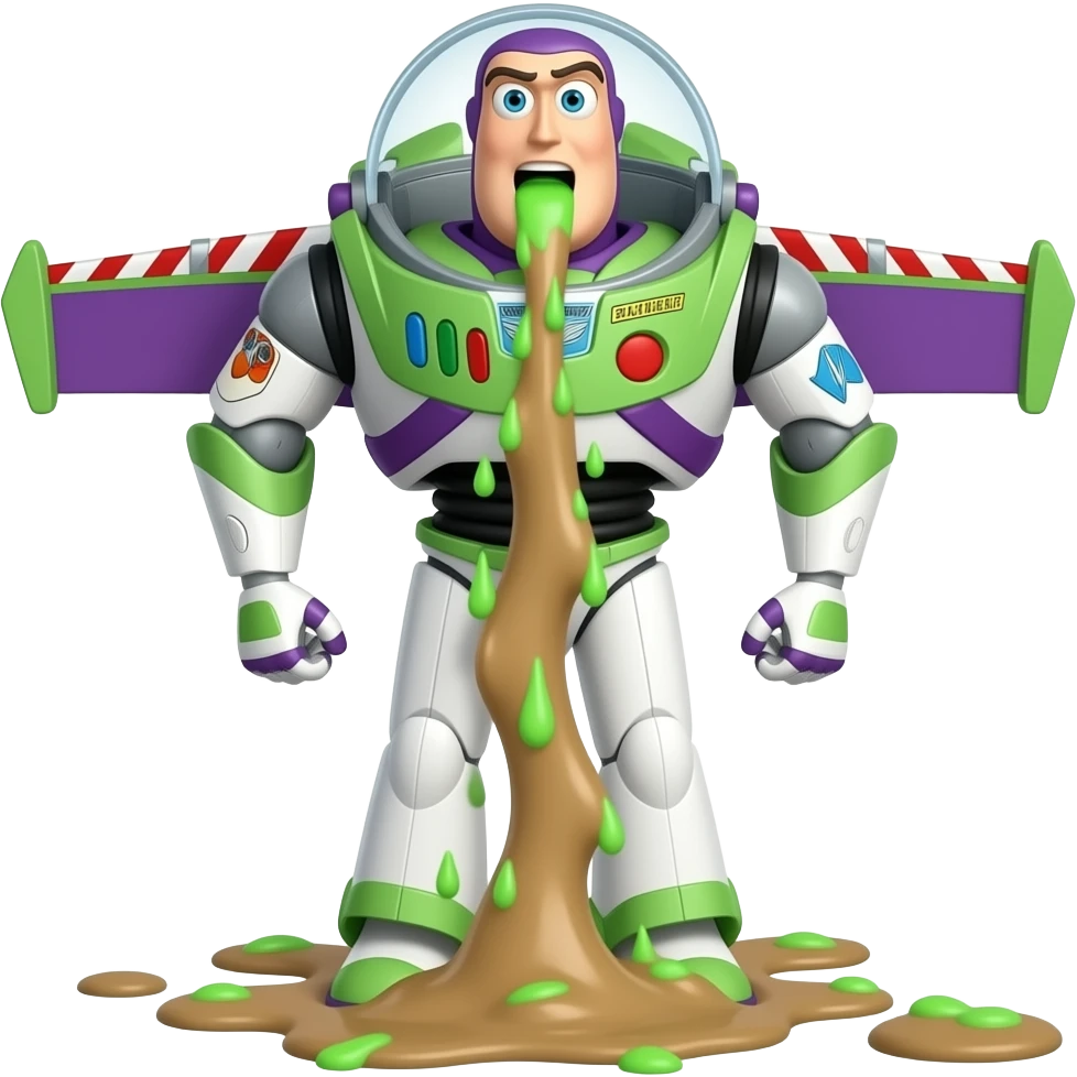 vomiting, diarrhea, epidemic vomiting is neon green; shit light brown: Buzz Lightyear emoji