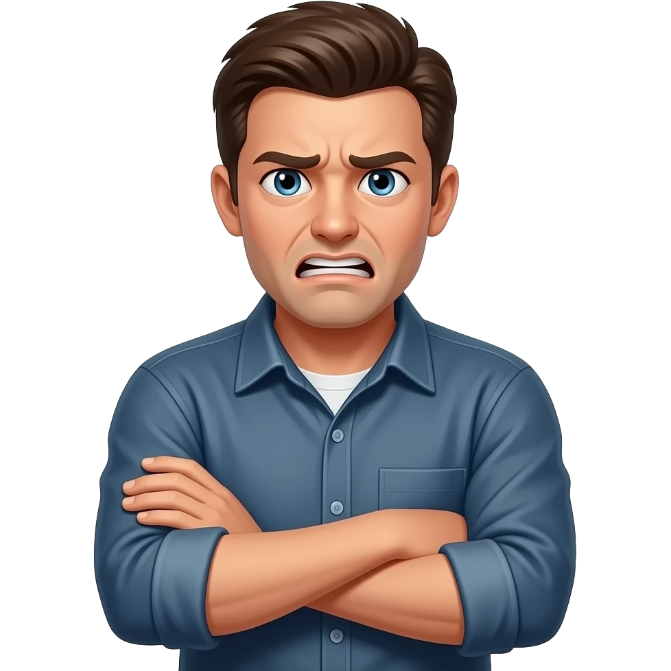 Meltdown with arms folded dramatic face emoji