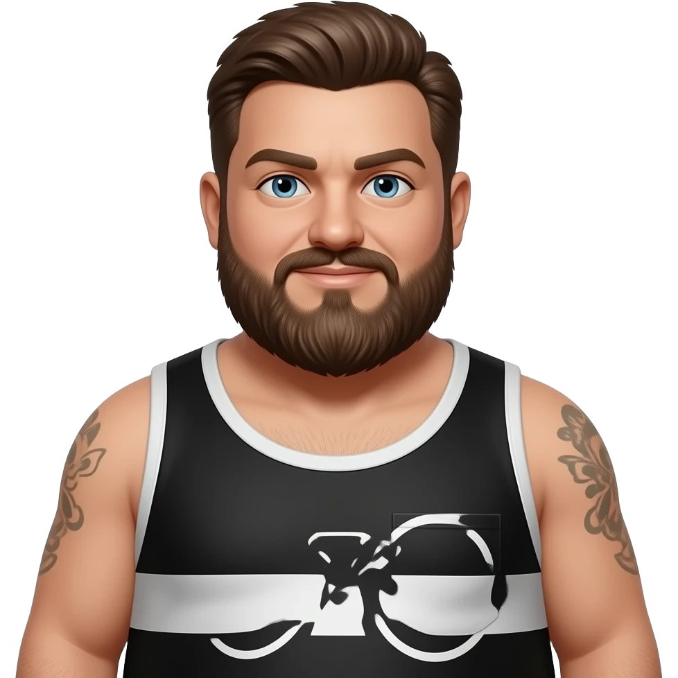 make an emoji that looks like a fat chud with a bdsm fit emoji