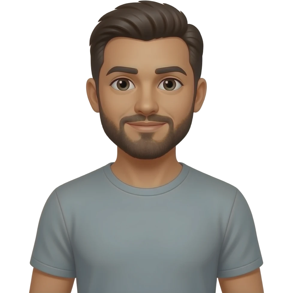 Full body man with goatee and tan skin emoji