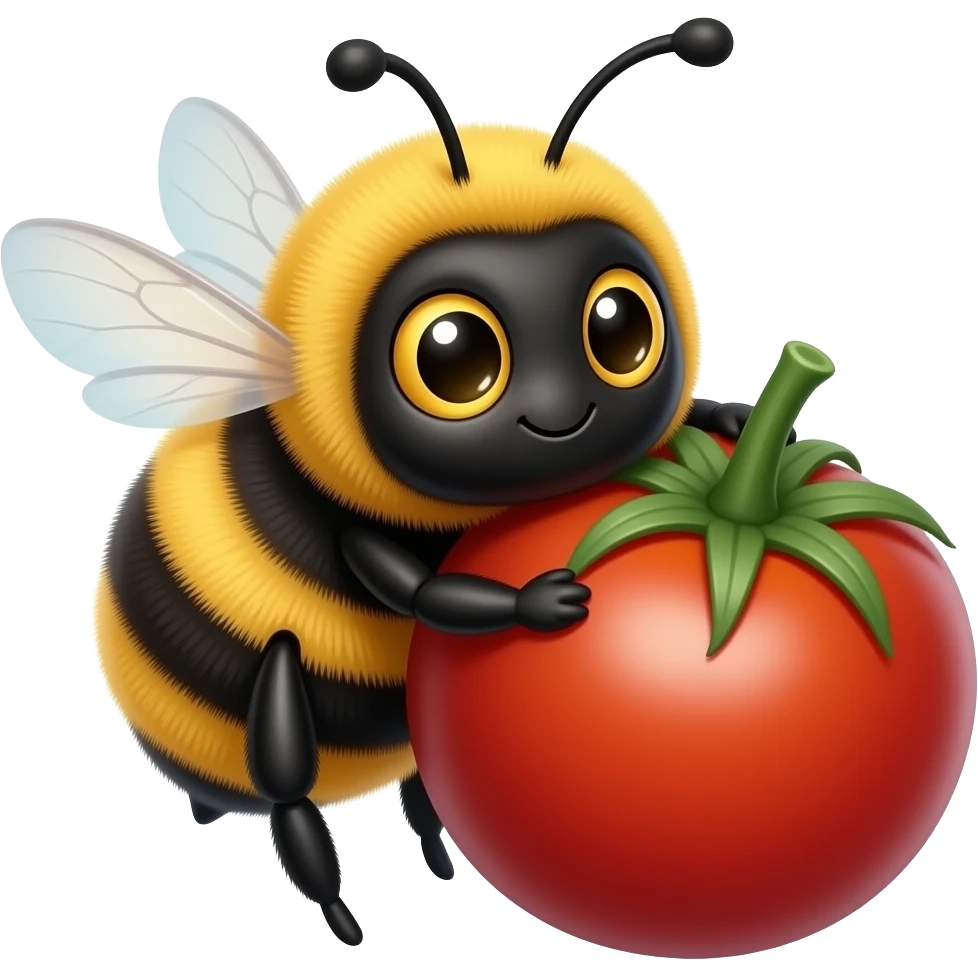 adorable bumblebee hugging a date grape tomato emoji