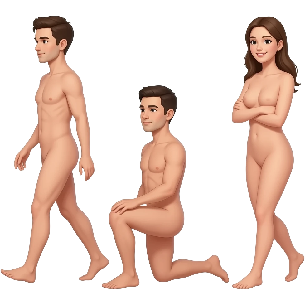 🚶🚶🧎🧍🚶🧍🚶🚶 naked carrying emoji