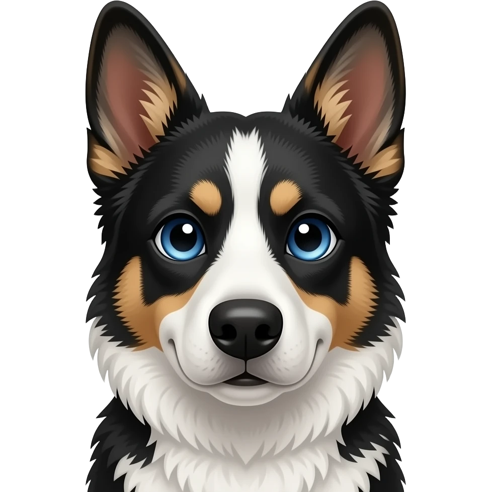 Black and white German Shepard and blue eyes mix, portrait emoji