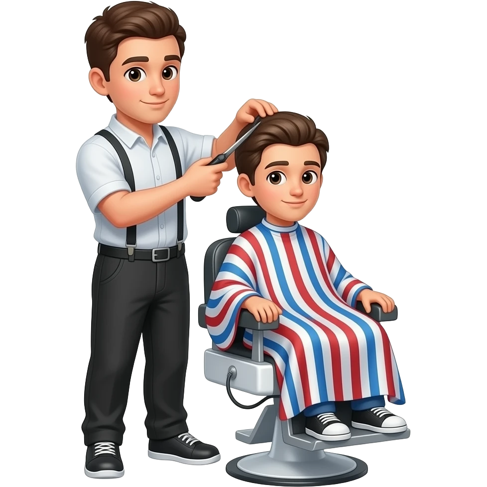 barbero adolescente con barbero joven mas gandecortando cabellio emoji