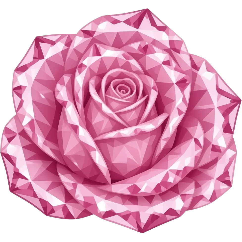 pink rose, made of diamond emoji