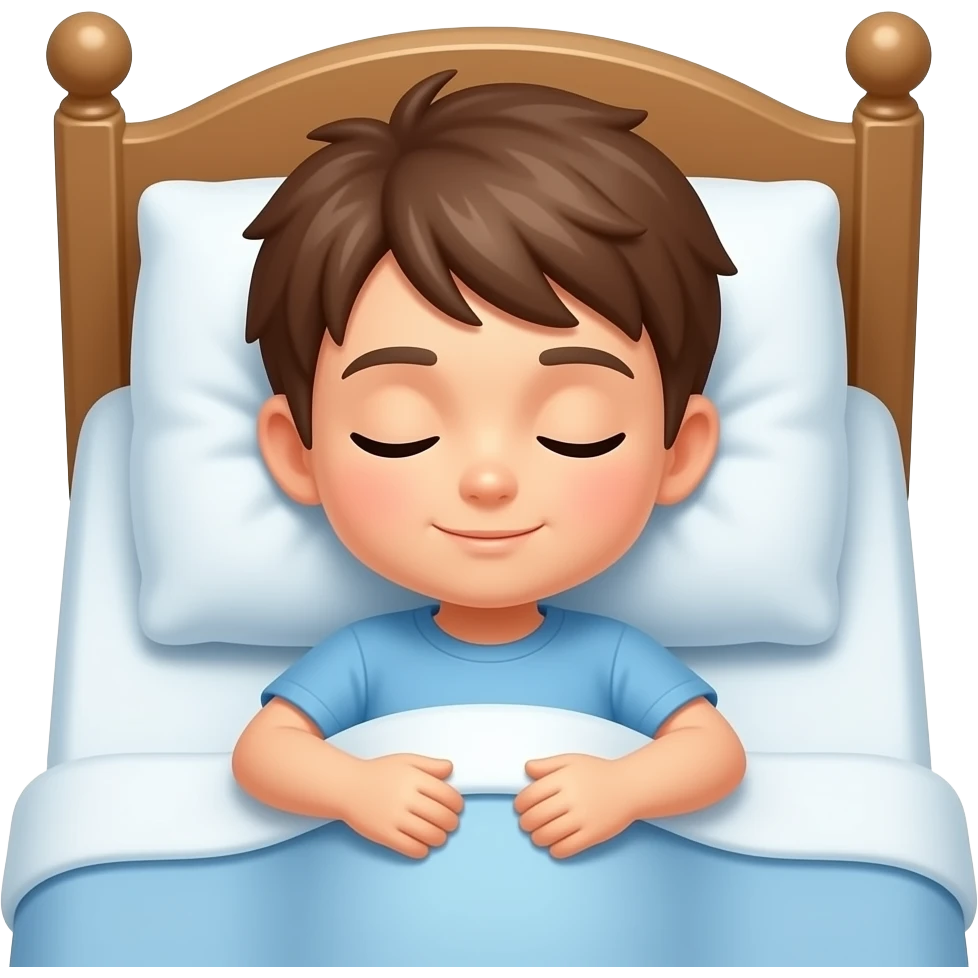 sleeping kid in a bed emoji