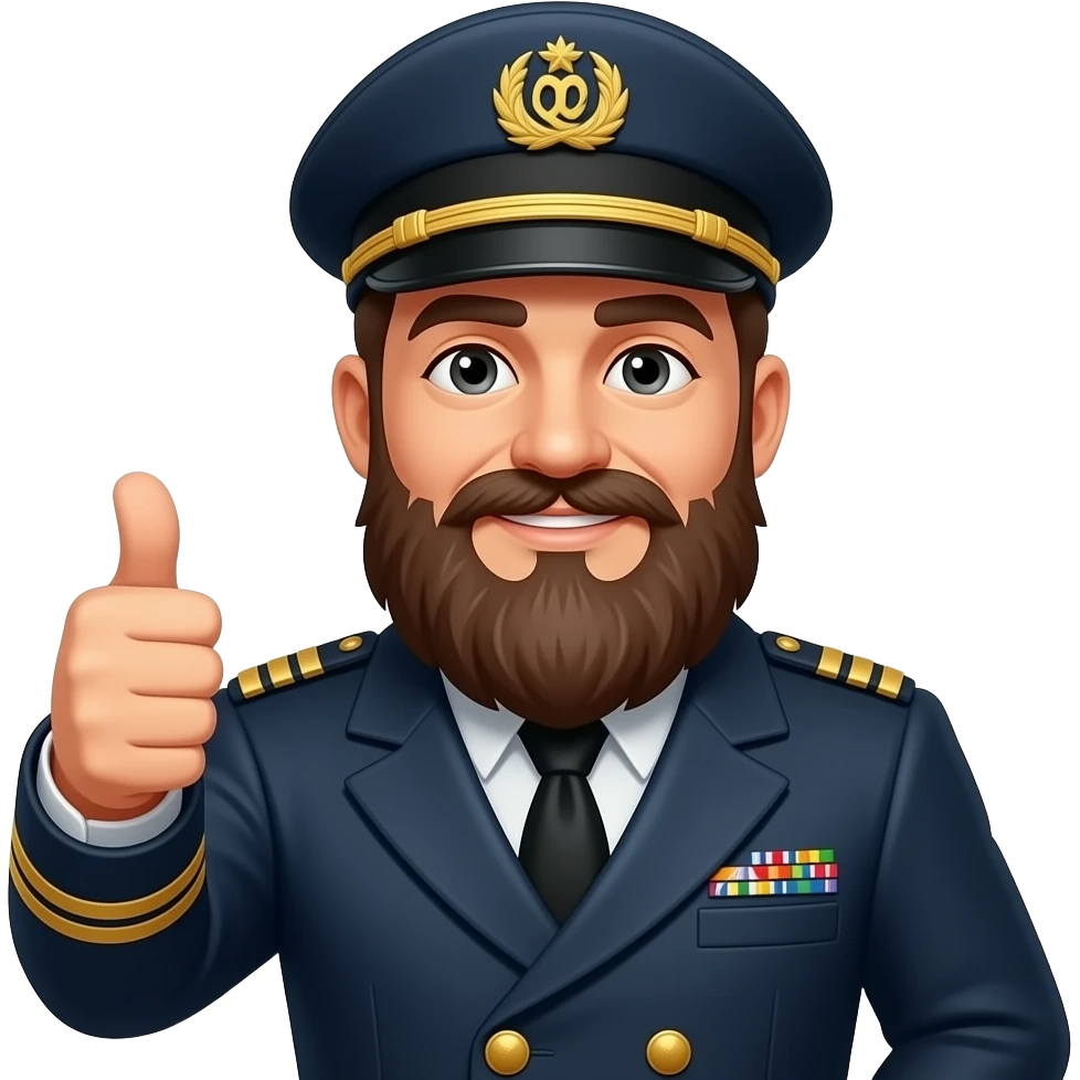 thumbs up fleet captain with beard emoji
