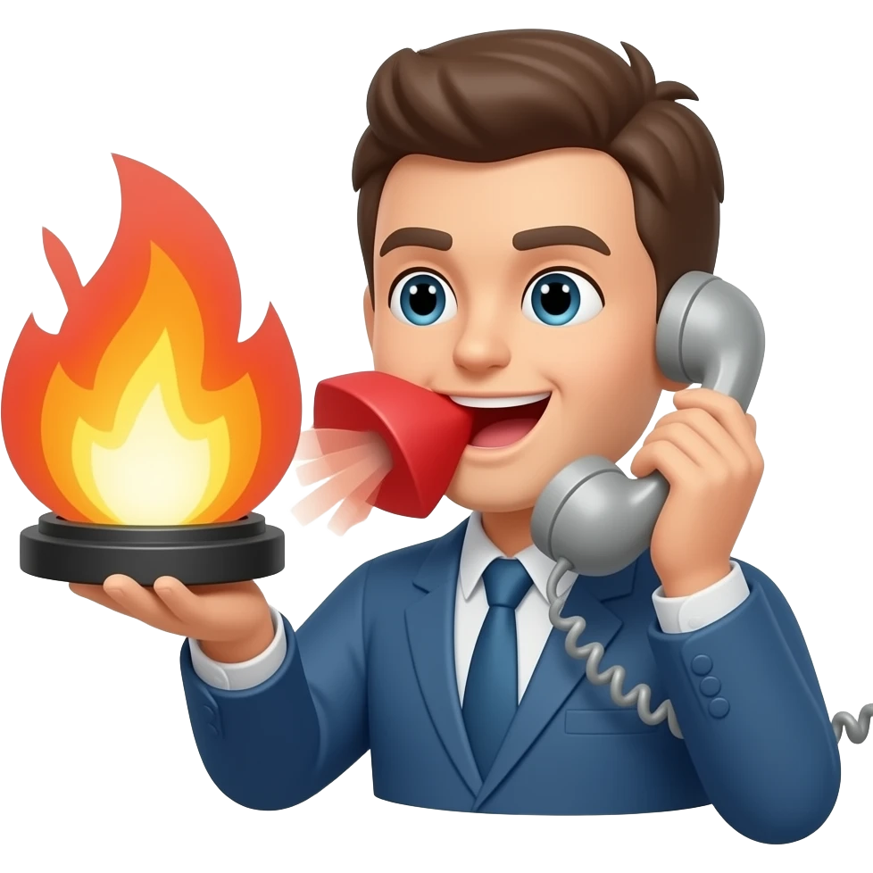 telephone answering  with fire sirenne emoji
