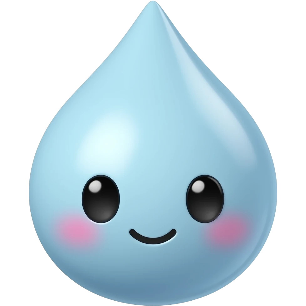 A cute Pixar-style 3D animated ink drop. White background, 8k resolution. emoji