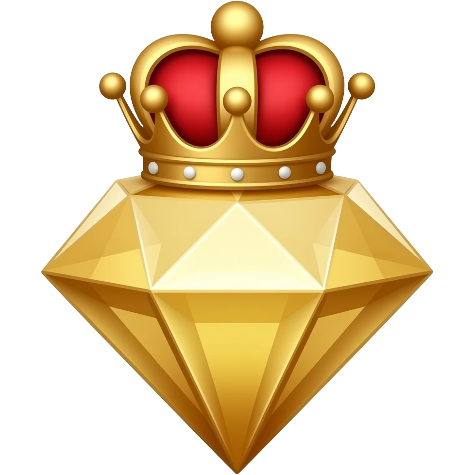 Бриллиант золотой с короной красной женская emoji