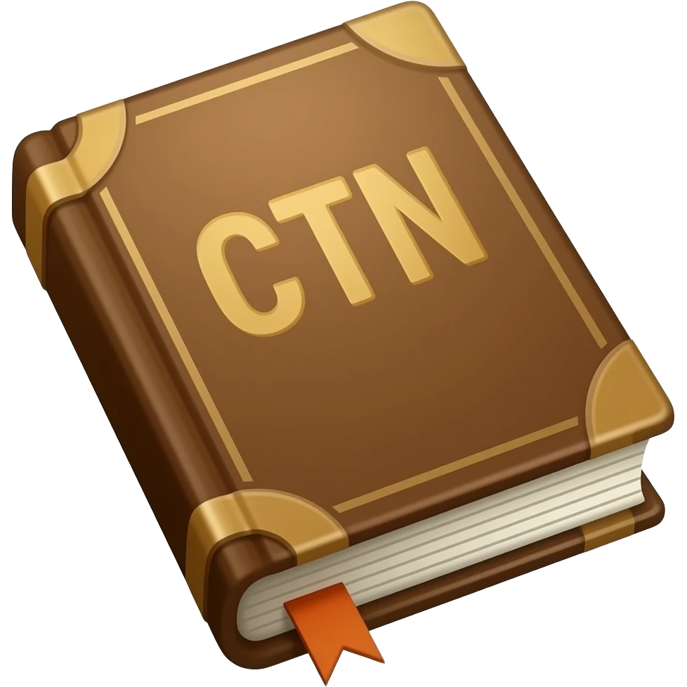 brown book with brown pages and the letters CTN emoji