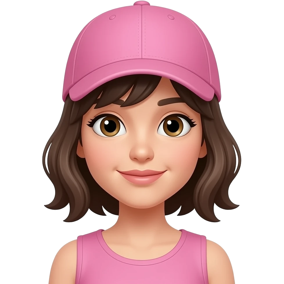 Put on a pink baseball hat and pink top emoji