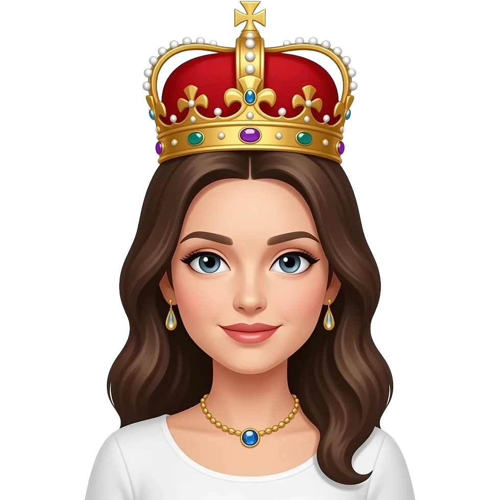 Бриллиант золотой с короной красной женская утонченнаяй emoji