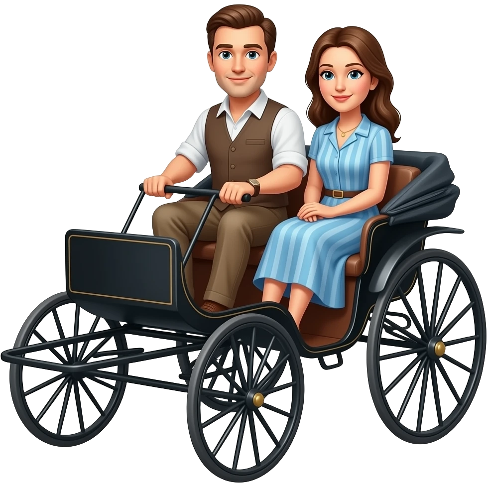 Мужчина лысый, светлолицый, с женой едут на багги emoji