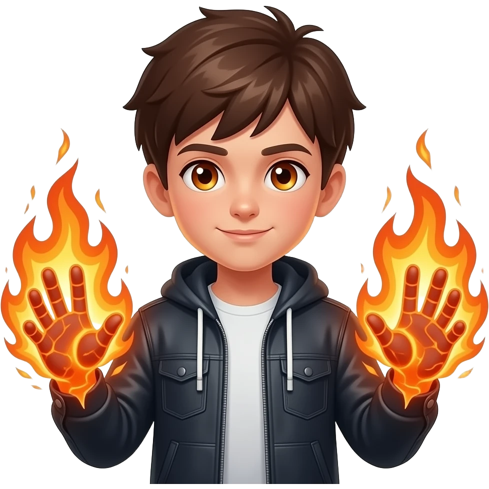 make a  boy with fire powers emoji