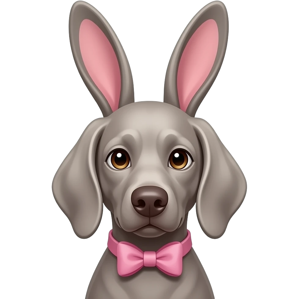 Gray Weimeraner as the Easter bunny emoji