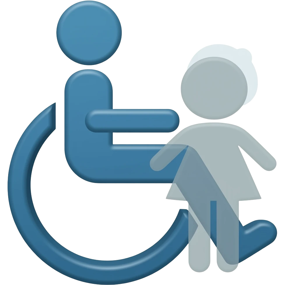 symbols for woman, person with disability and child emoji
