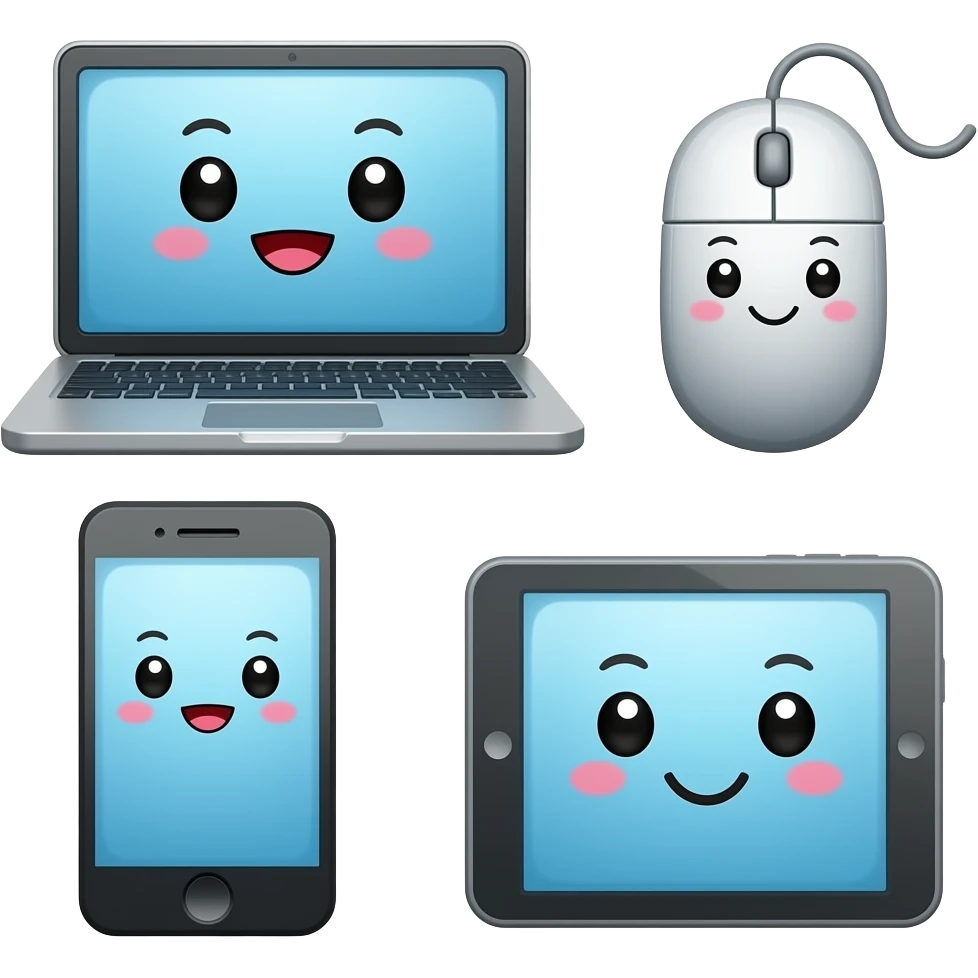 Laptop face cute laptop mouse face cute iPhone face cute tablet face cute emoji