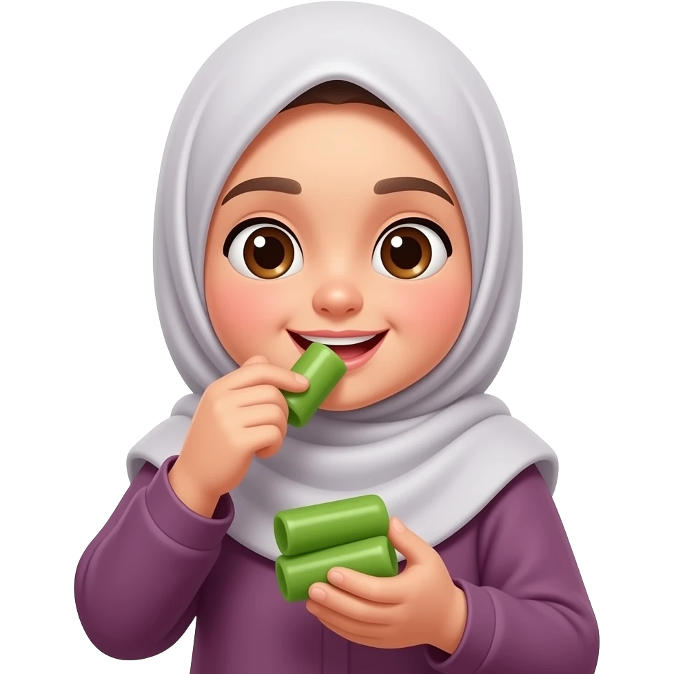 muslim cewe makan onde onde emoji