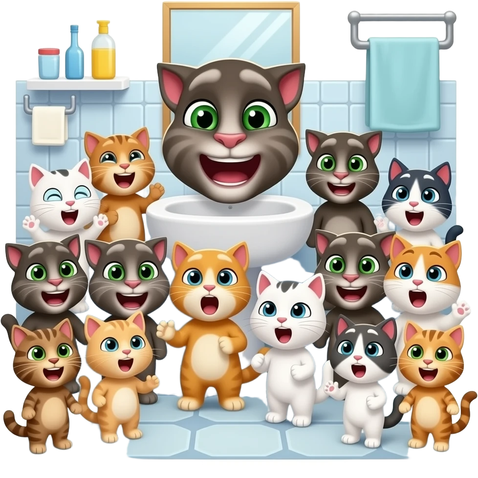 صد تاTalking TOM درحال جیش کردن در توالت emoji