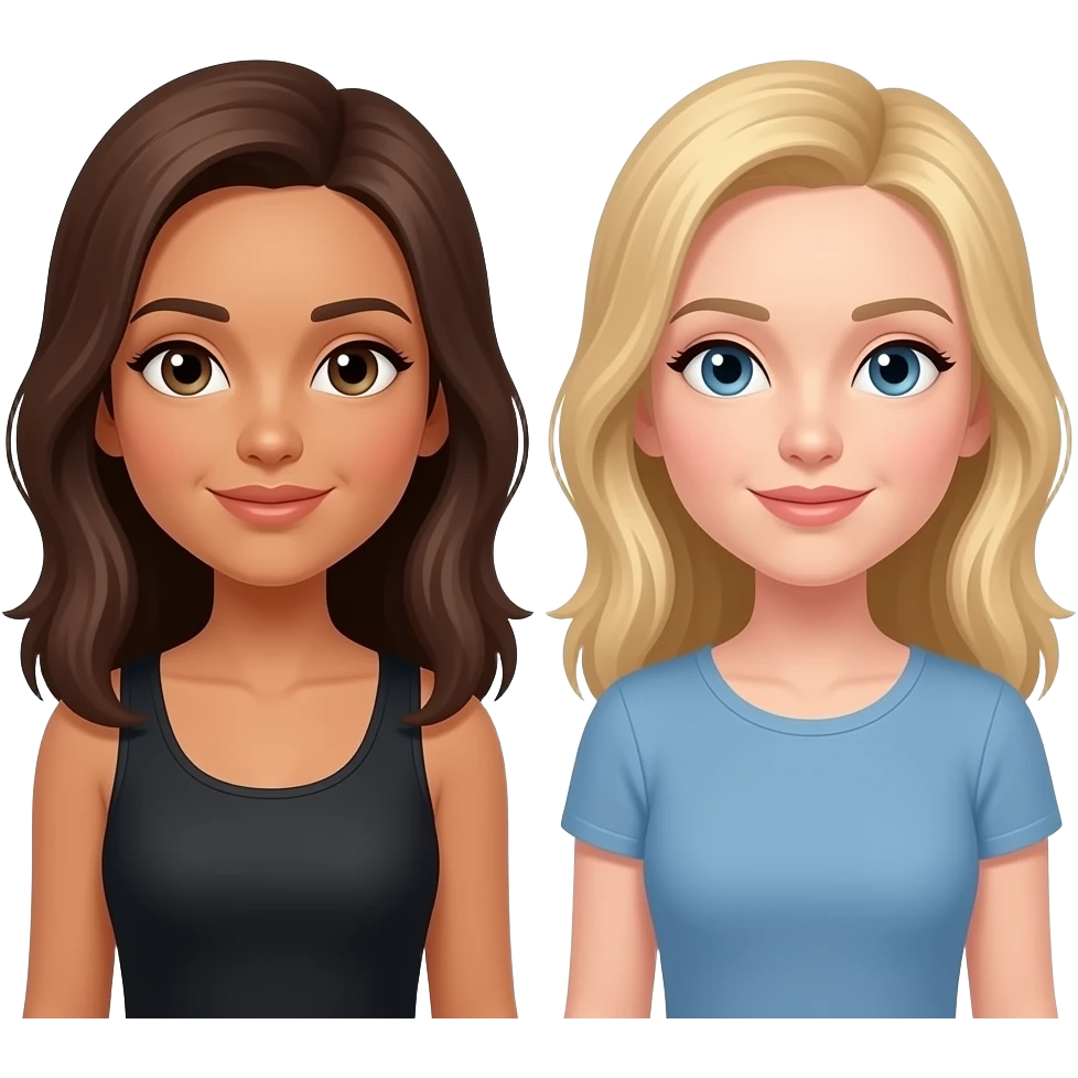 one women with brown hair and a litle bit tan and one women with blond hair emoji