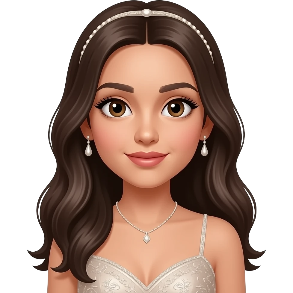 adolescente arabe avec les cheveux lisse avec extension de cils et une tenu de soiree emoji