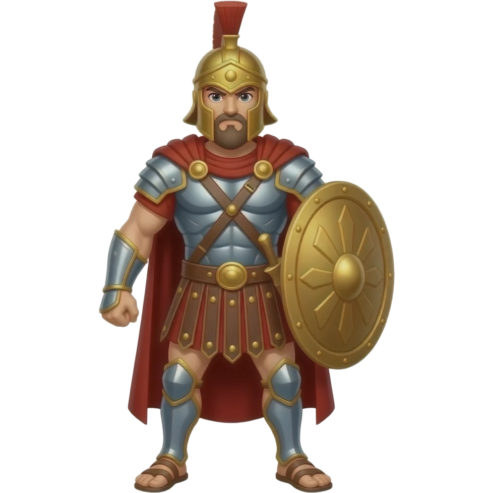 Roman Spartan warrior with full body from 300 movie full body with beard and more aggressive emoji