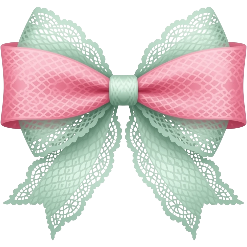 light pink & light green on bow lace coquette bow emoji