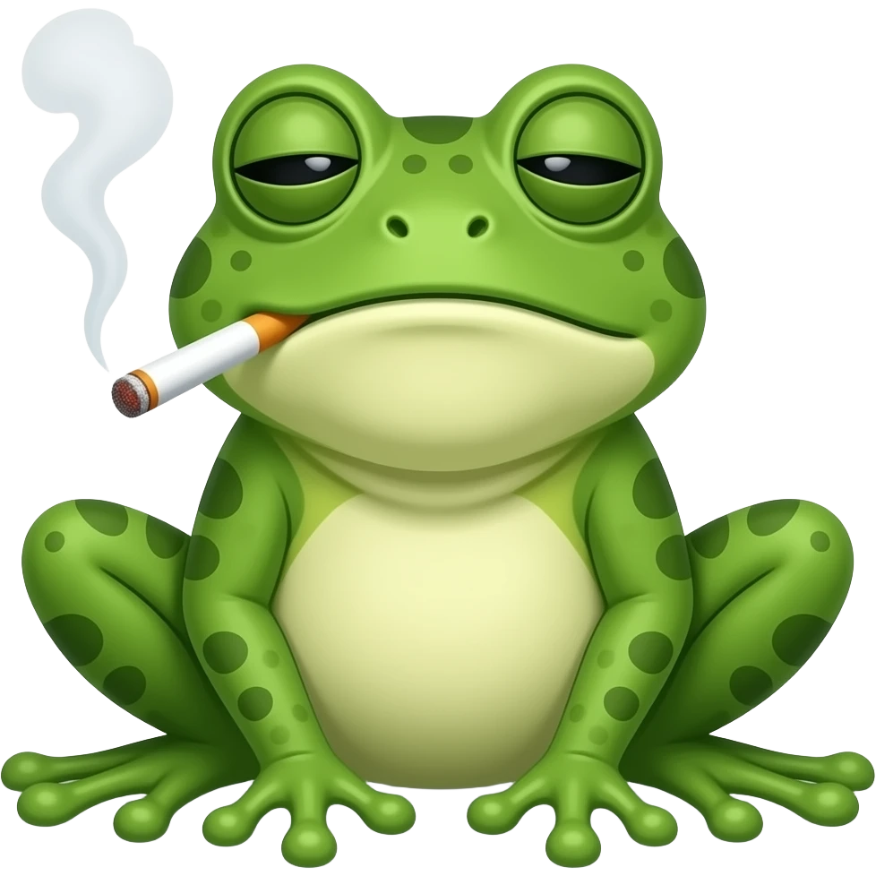Exhausted mfrog smoking a cigarette emoji