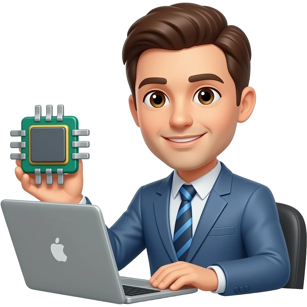 person working in tech with computert chip in hand emoji