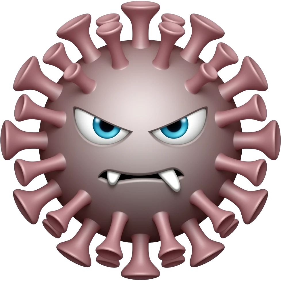 Realistic Corona virus with an evil face emoji