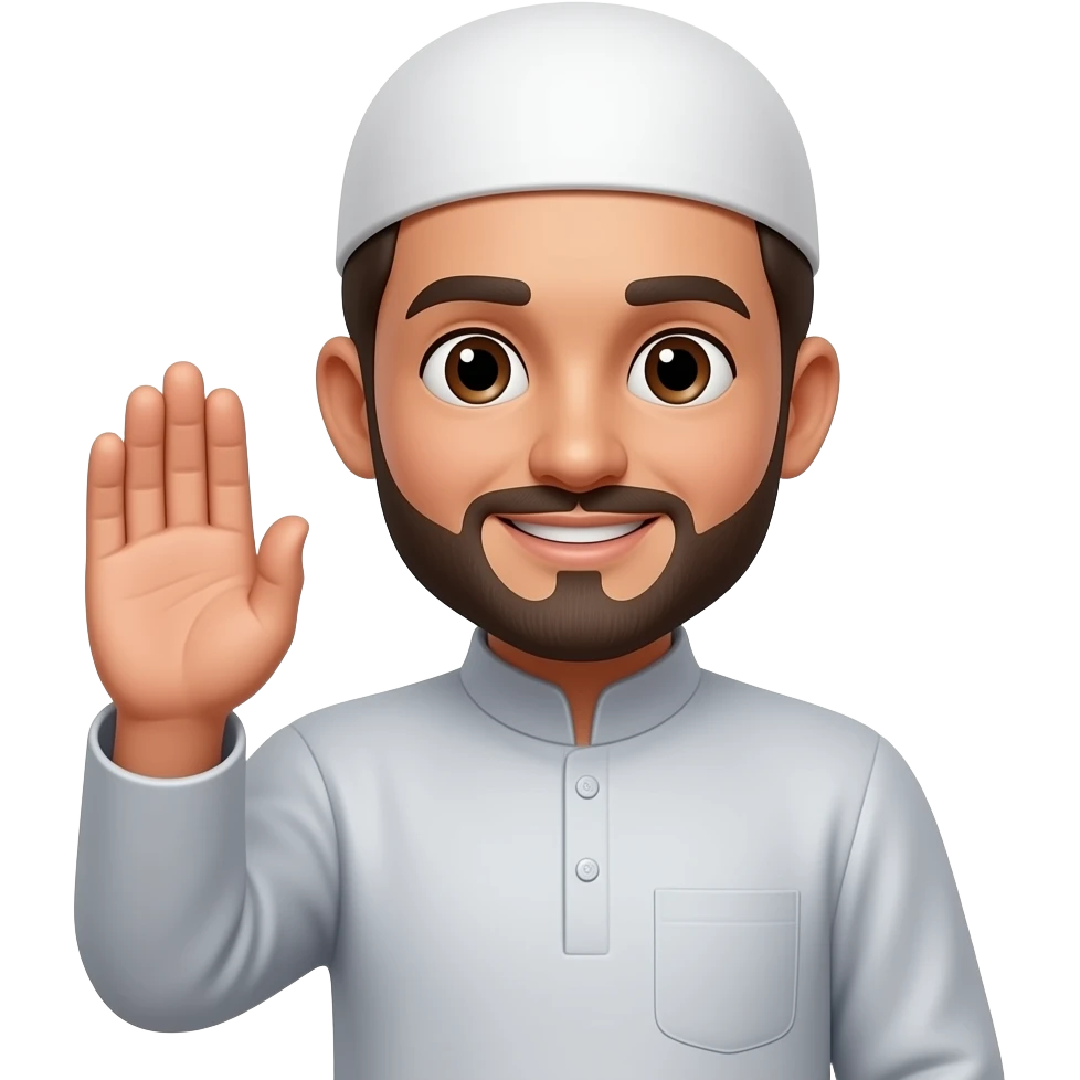 Muslim offering salam and saying eid Mubarak emoji