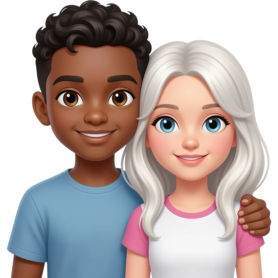 Темнокожий парень и белая девушка ласкают друг друга emoji
