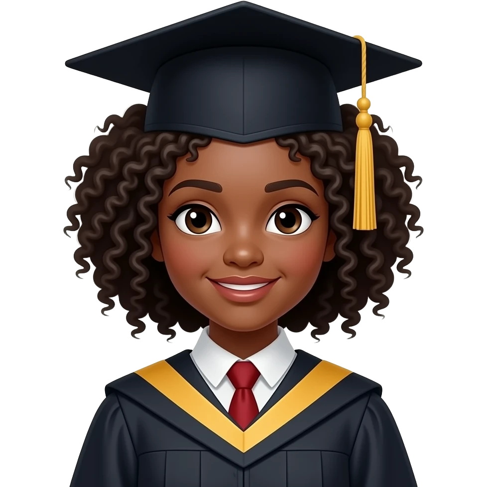 niña piel morena pelo afro graduacion emoji