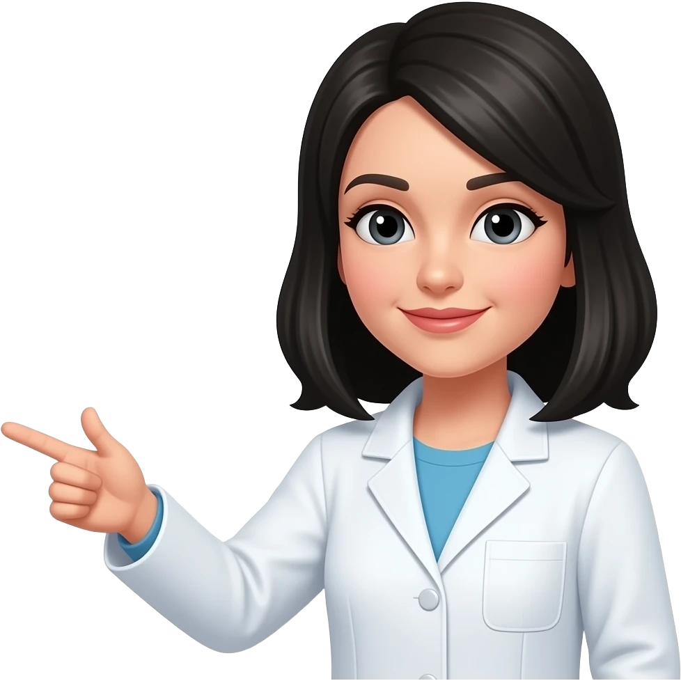 안내하는 약사 가운 입은 화이트 걸 중단발 검정눈 emoji