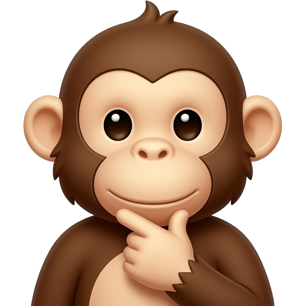 monkey thinking straight face emoji