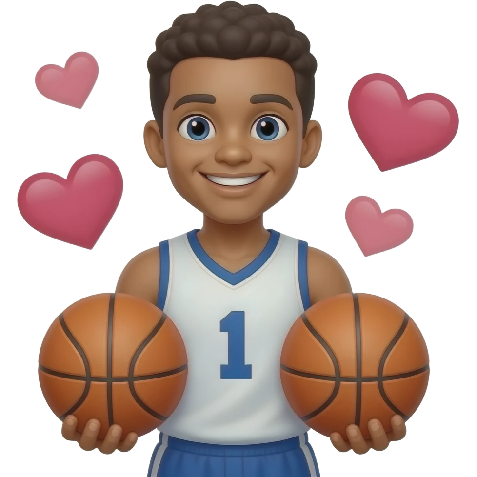 Emoji with basketballs amd hearts emoji