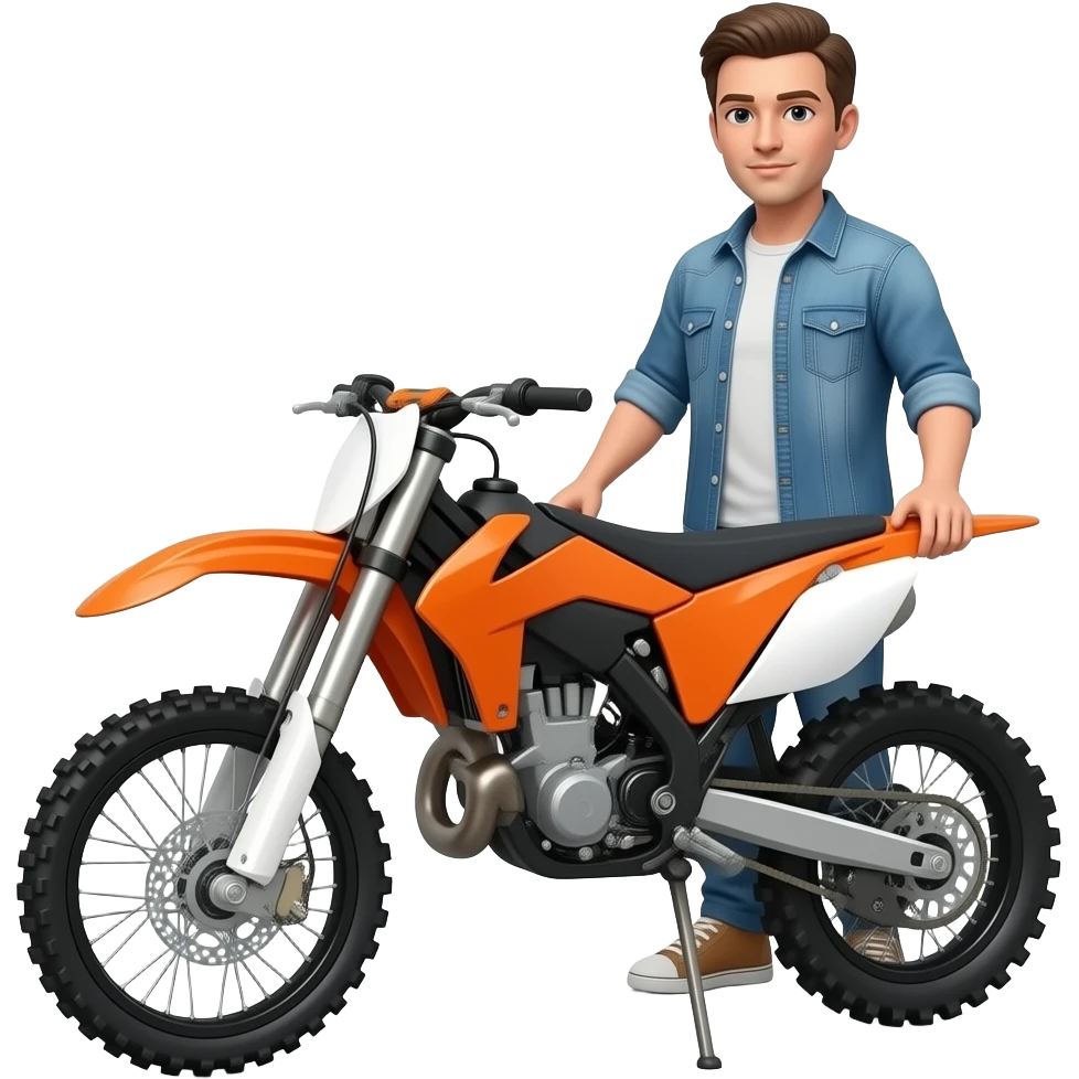 Person wheeling orange dirt bike emoji