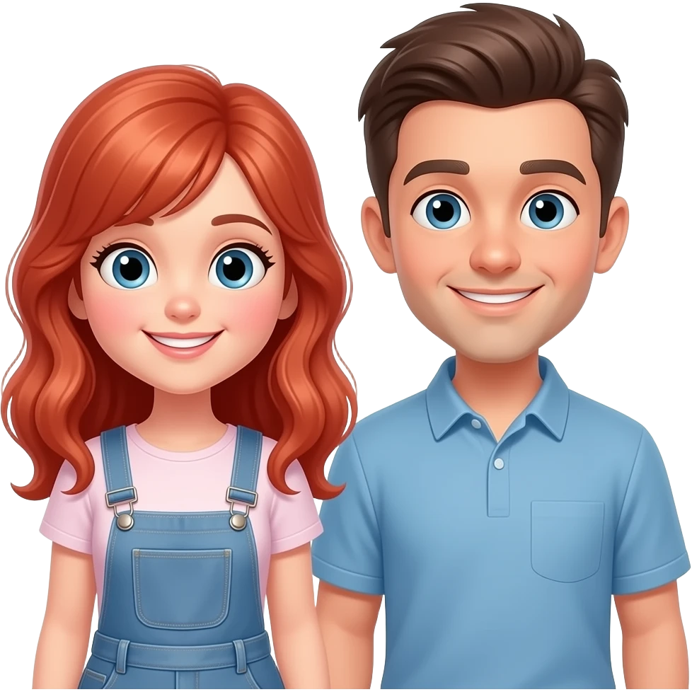 red-haired girl with a short guy emoji