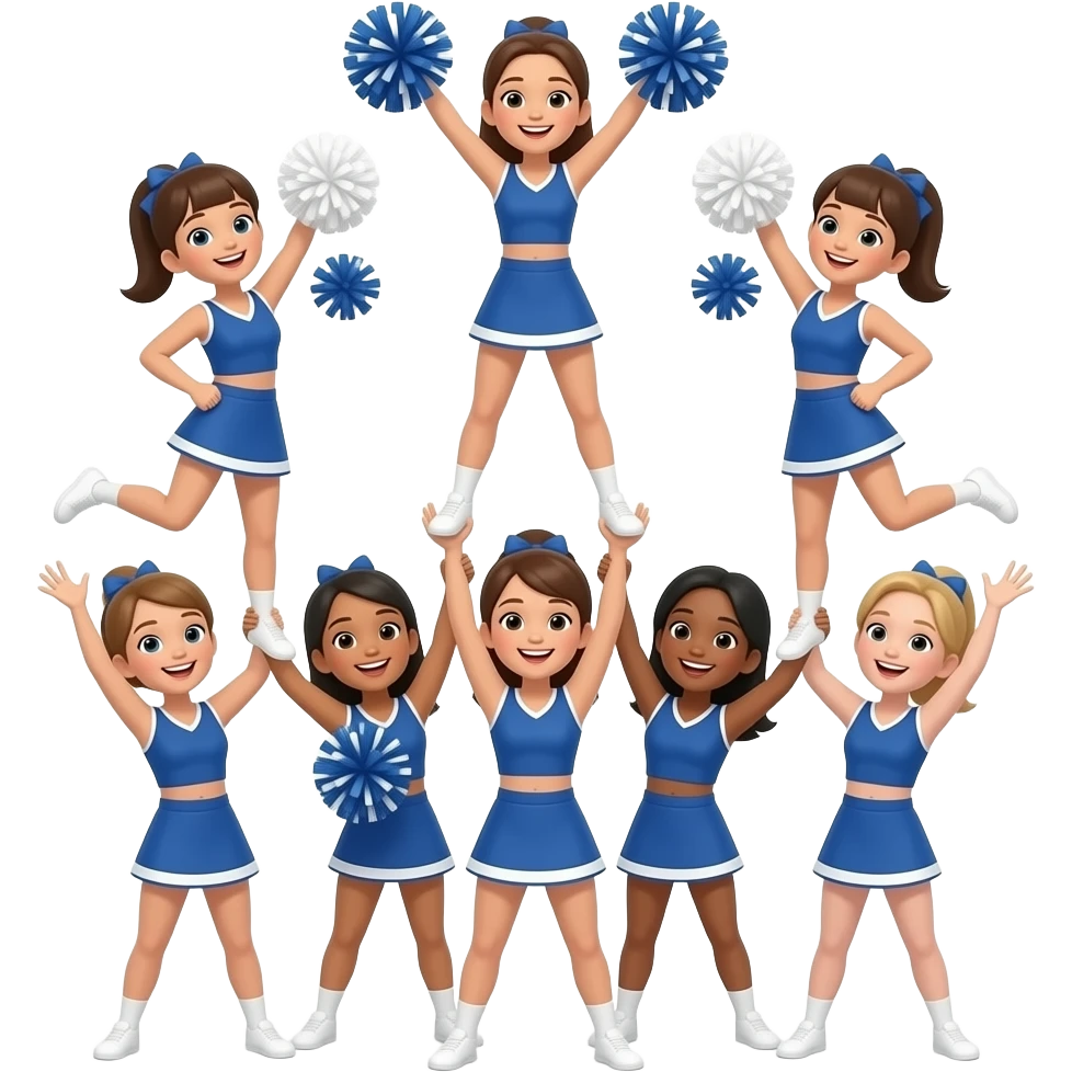 Cheer pyramid stunt with flyer emoji