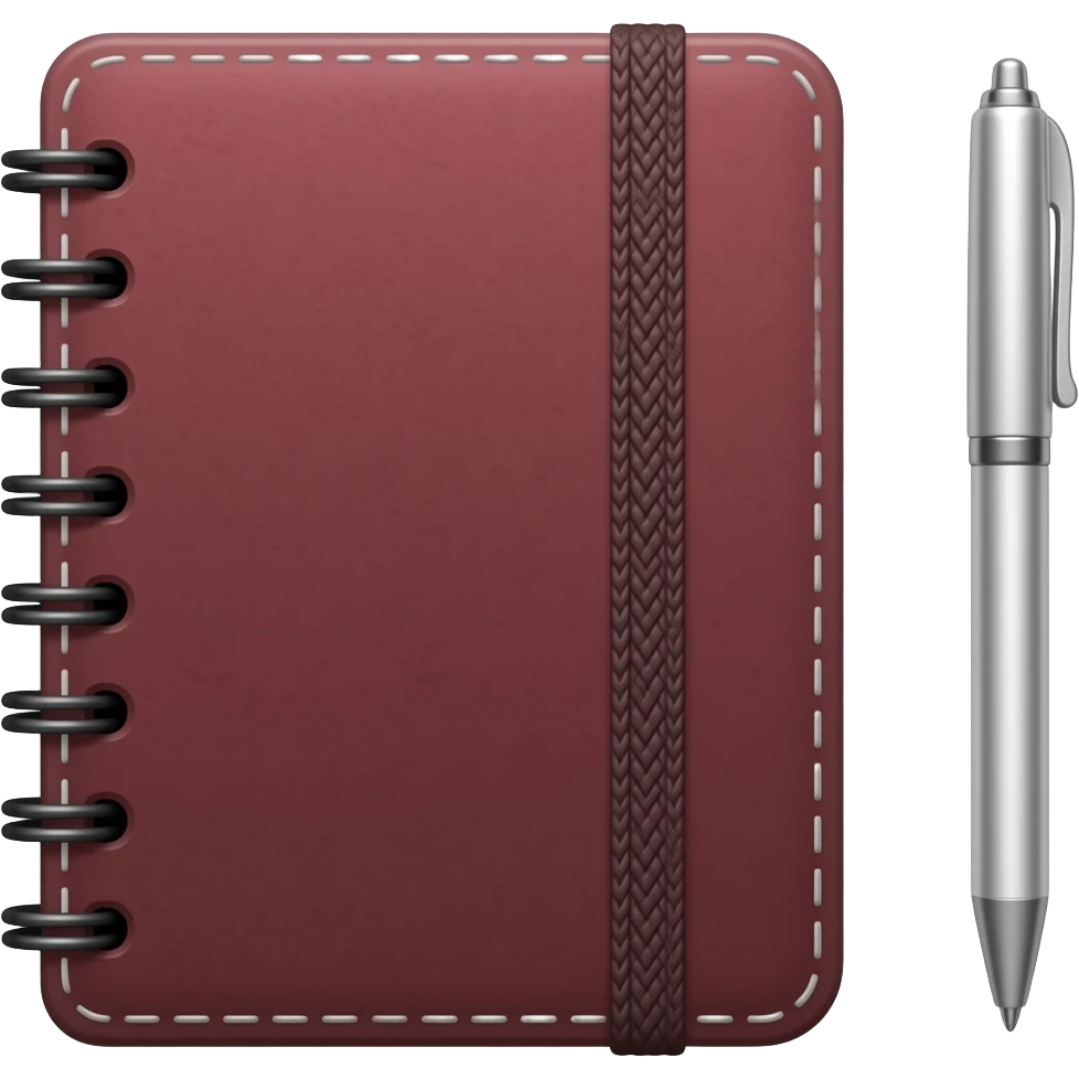 dark red notebook and pen emoji