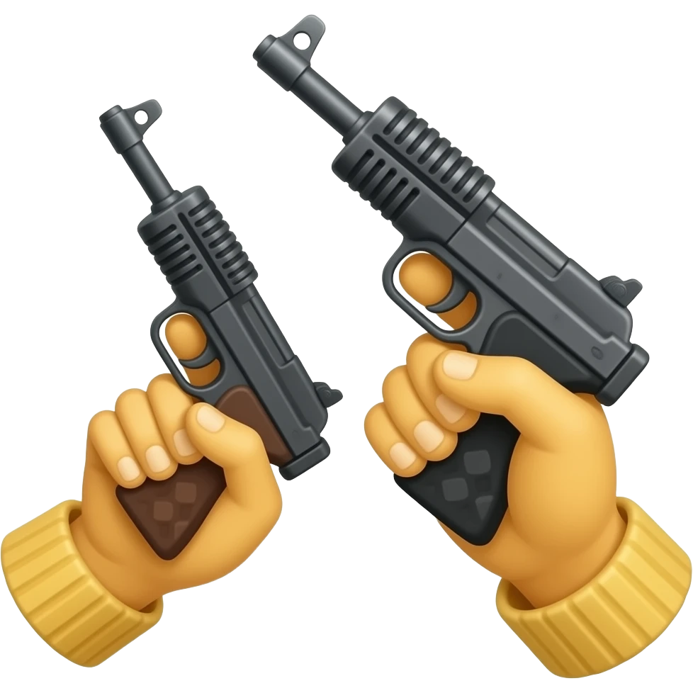 2 yellow hand holding a machine  gun emoji