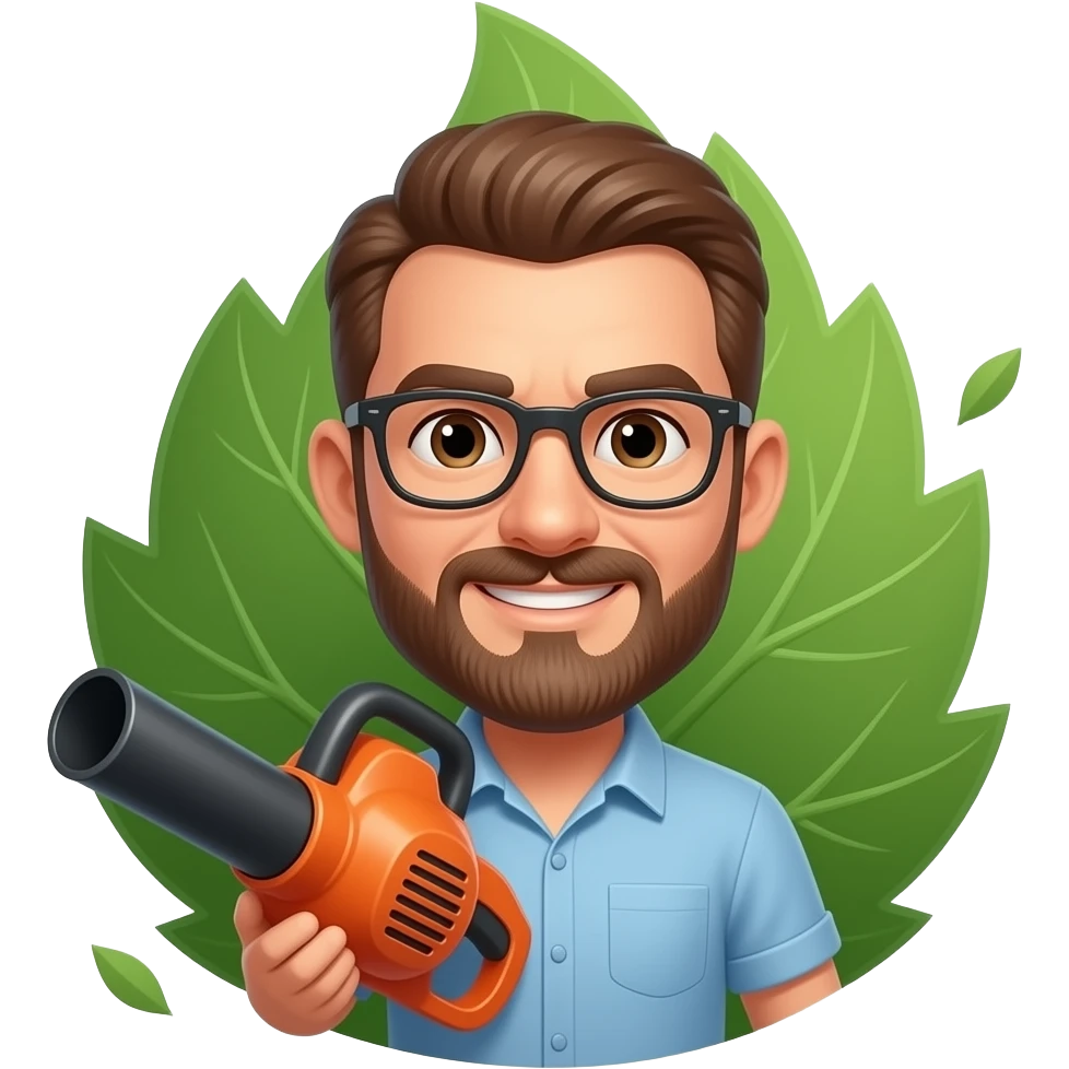 a man with a leaf blower emoji