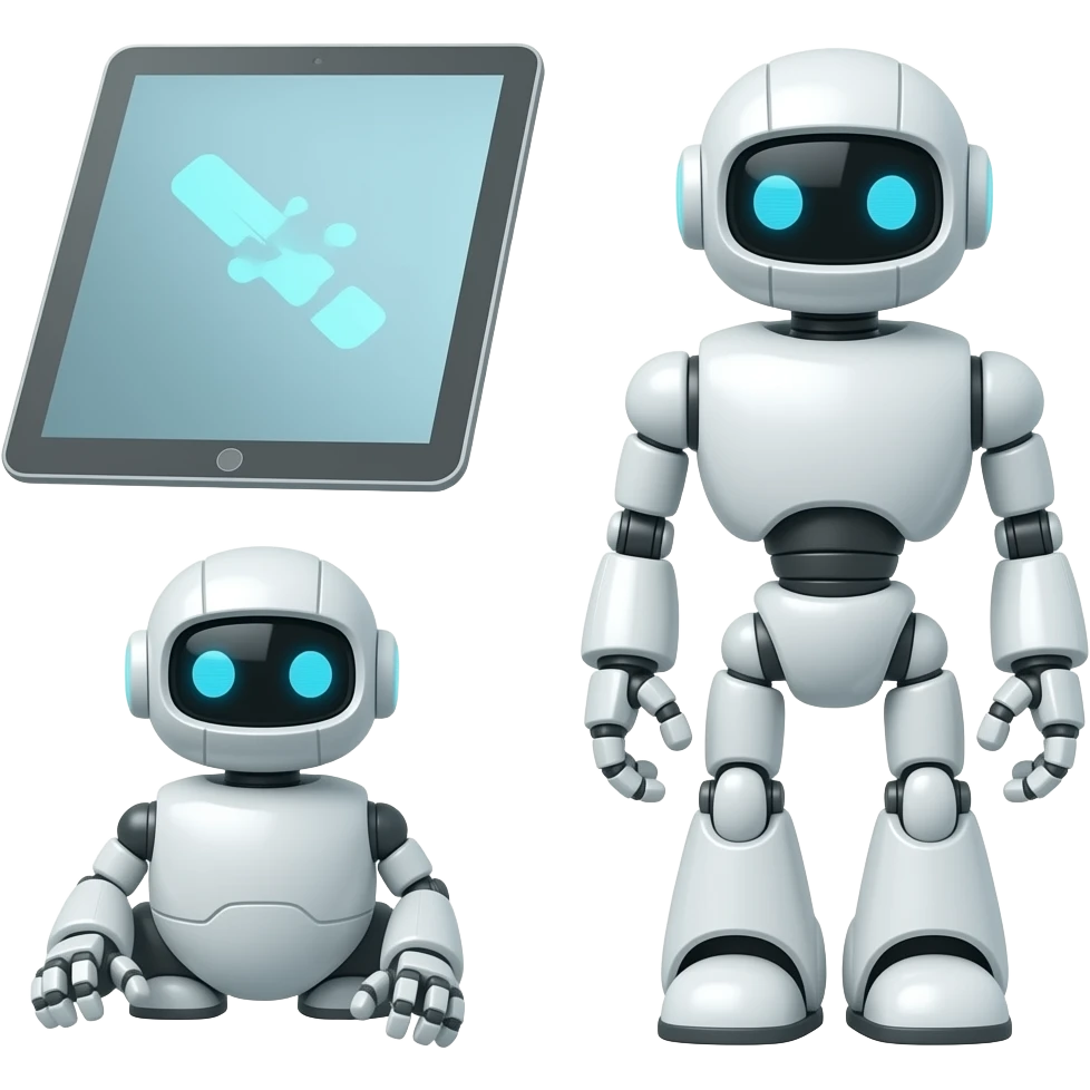 tablet digital y robot de suelo emoji | AI Emoji Generator