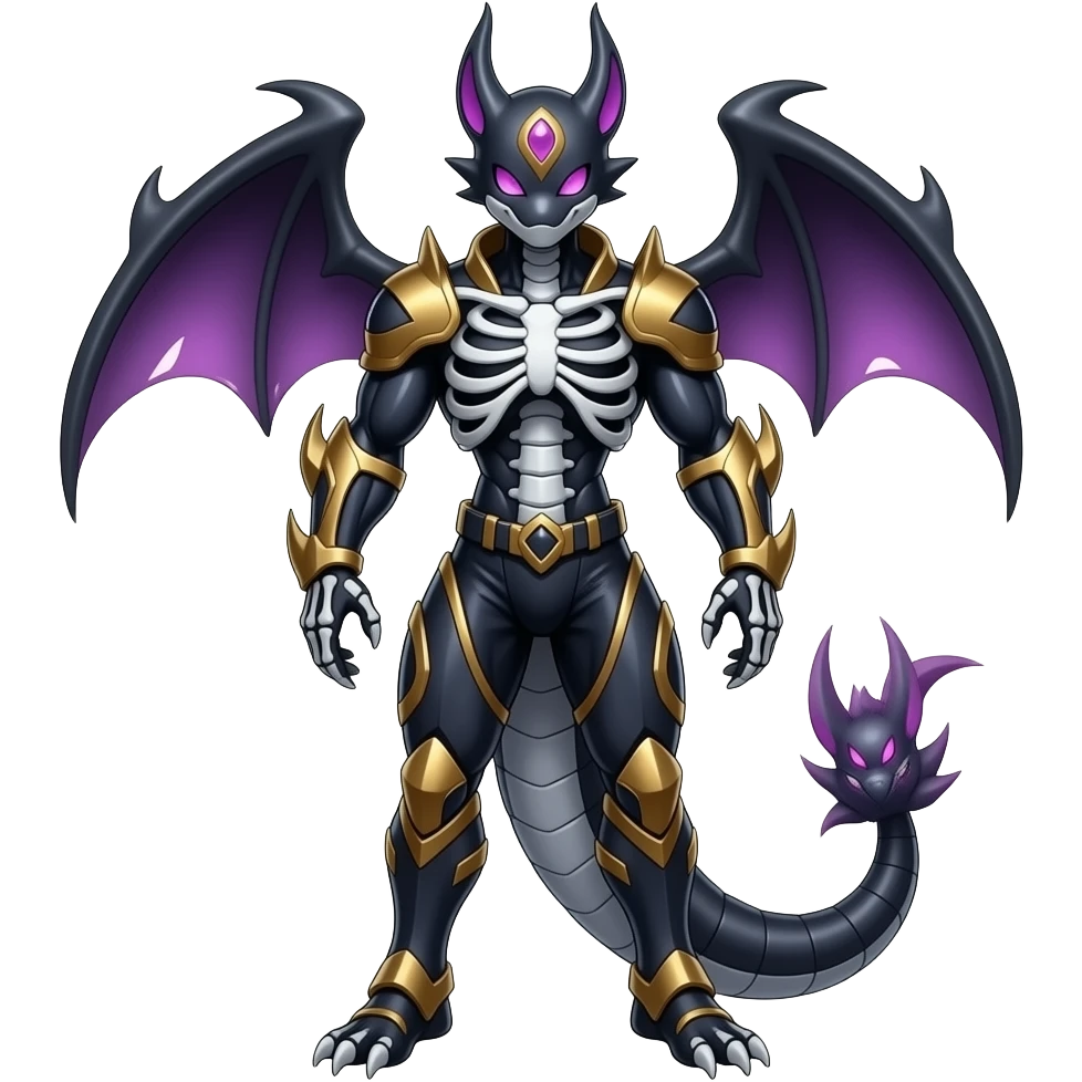 Shiny Badass Spectral Dusky Spooky Skeletal Cool Hot Stylish Handsome Seviper-Salandit-Darkrai-Genesect-Monster-Fakémon-fusion (full body) emoji