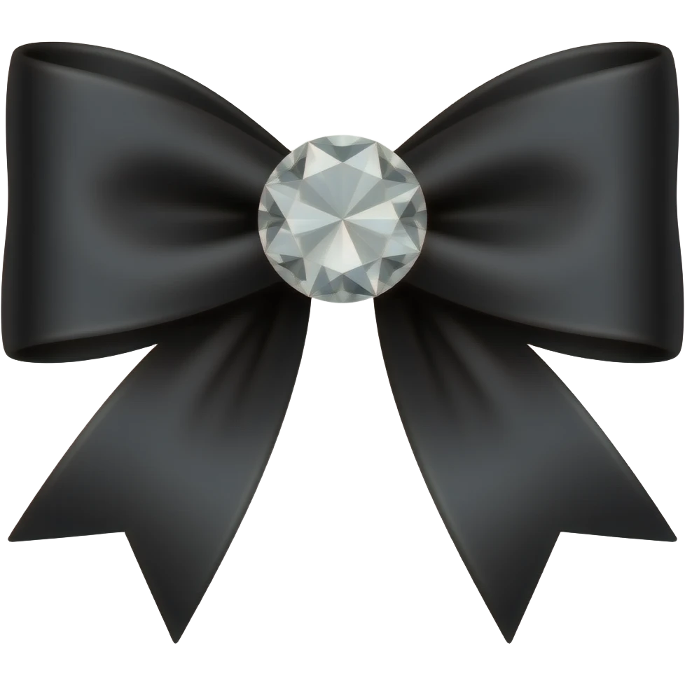 cute black ribbon bow with a diamond in the middle emoji
