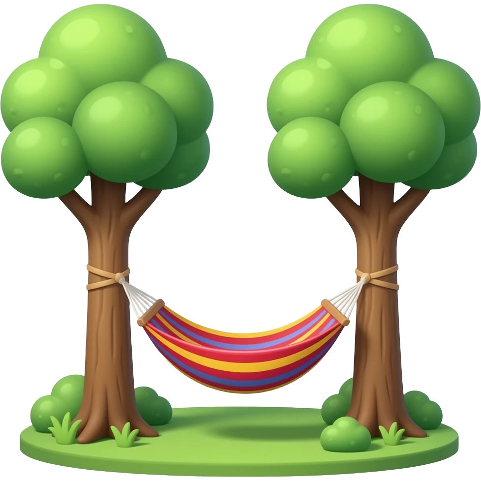 hammock between trees, transparent background emoji